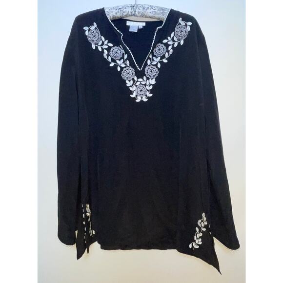 Ninety Embroidered‎ 100% Silk Top - Size XL - Beautiful Floral Embroidery - Picture 1 of 10